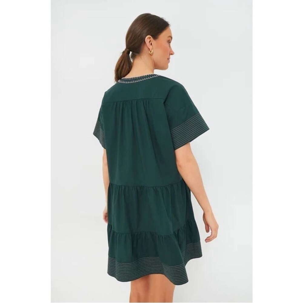 Pomander Place by Tuckernuck Evergreen Kinsley Dress L NWT Tiered Mini Shift - Picture 2 of 11